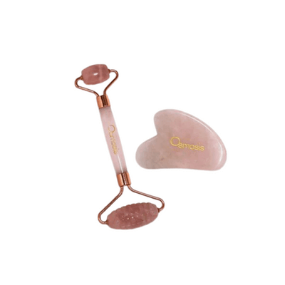 Osmosis+Skincare Rose Quartz Facial Roller + Gua Sha Set